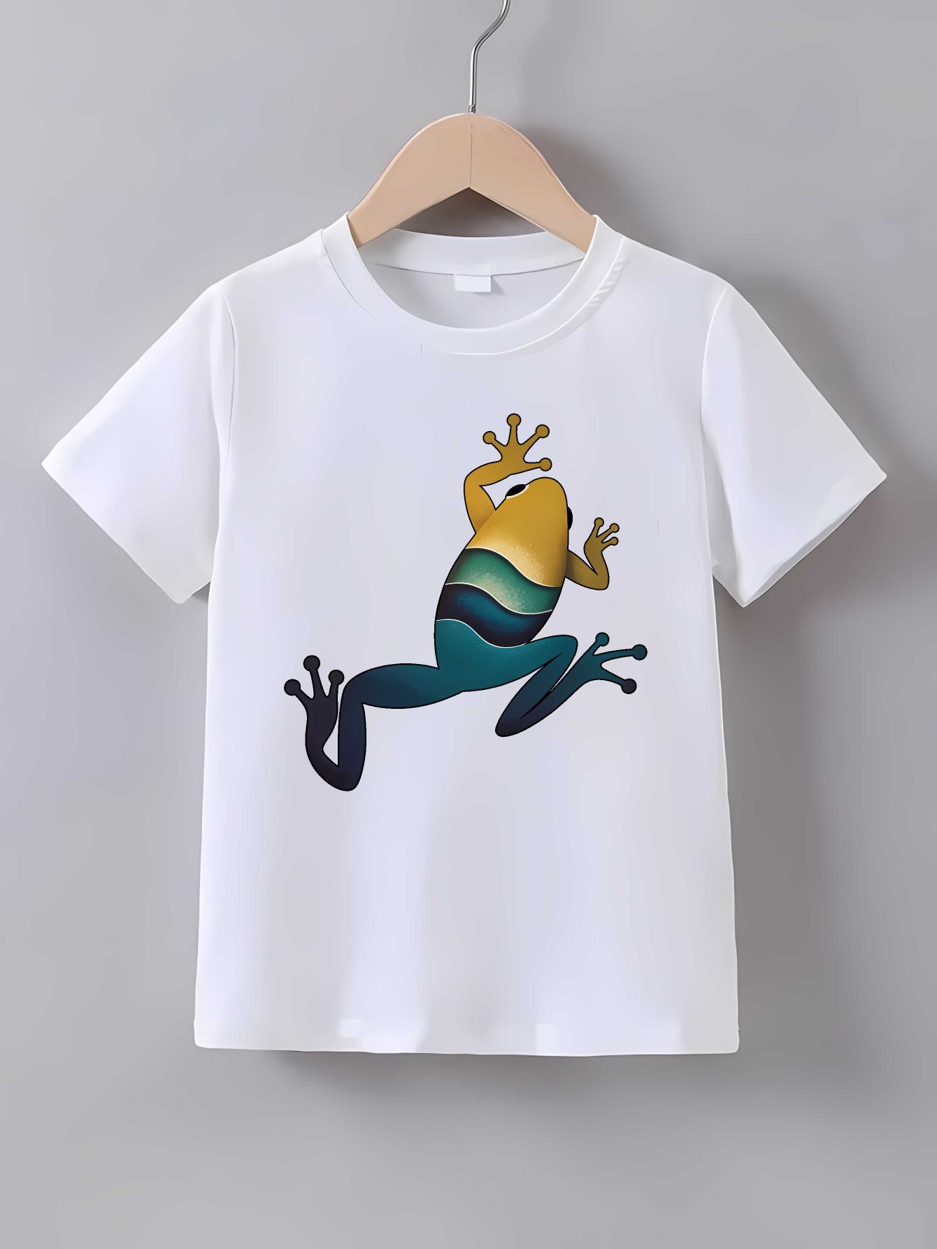 Family Tree Print - カラーグラデーションツリーフロッグ柄プリントTシャツ、ファミリーマッチング衣装、男の子、女の子、子供用半袖デイリーティー