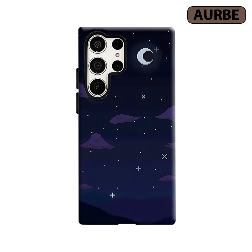 Custom Night Sky - ピクセルナイトスカイスマホケース サムスンギャラクシーS26 S25 S24 S23ウルトラプラス用 HDハードダブルレイヤーフィルムカバー
