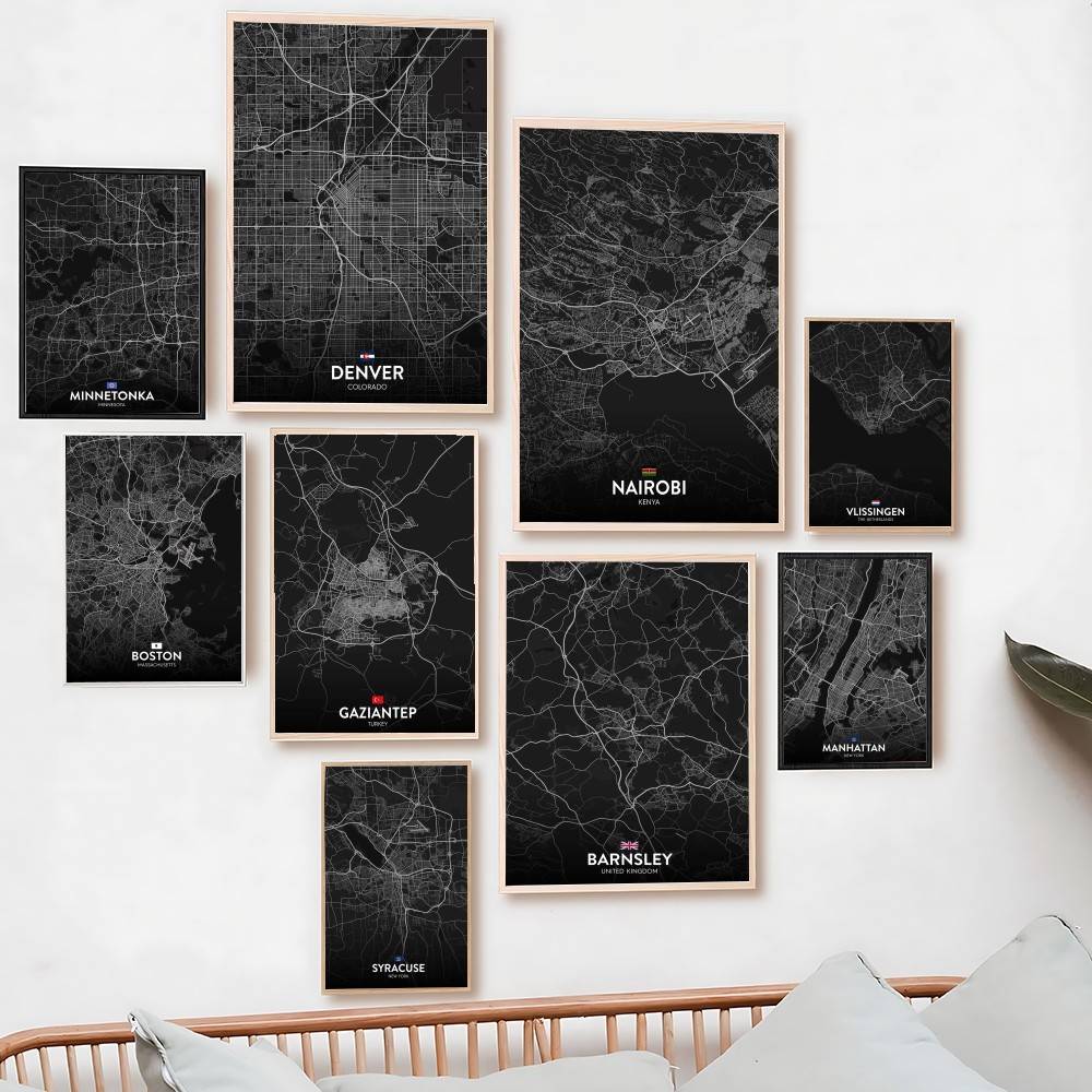 Custom Map Poster - パリロンドンニューヨークカスタム都市地図ポスタープリントキャンバス写真ホームリビングルームと寝室の装飾フレームレス絵画
