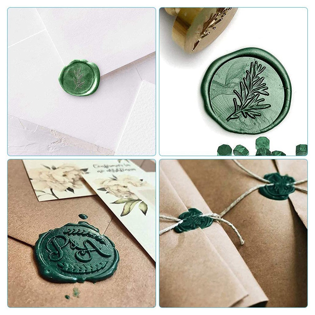 Wax Seal Letter Kit - AT84-シーリングワックスビーズ、200個のワックスシールビーズ、ワックスシールキット、ワックススタンプシールや手紙用のグリーンワックスシール