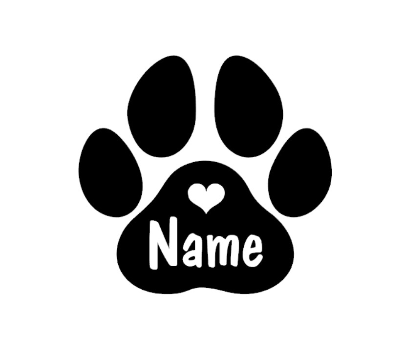 Pet Portrait Custom - 2個入り ネーム入りパーソナライズド足跡デカール | カスタムペット用ビニールステッカー | 犬または猫