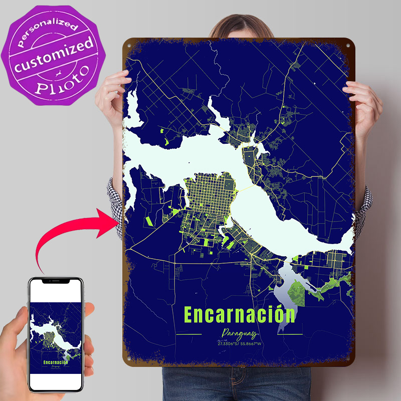 エンカーナシオン装飾ホームデコレーションアイテムパラグアイ都 - Custom Map Poster のレビューと価格