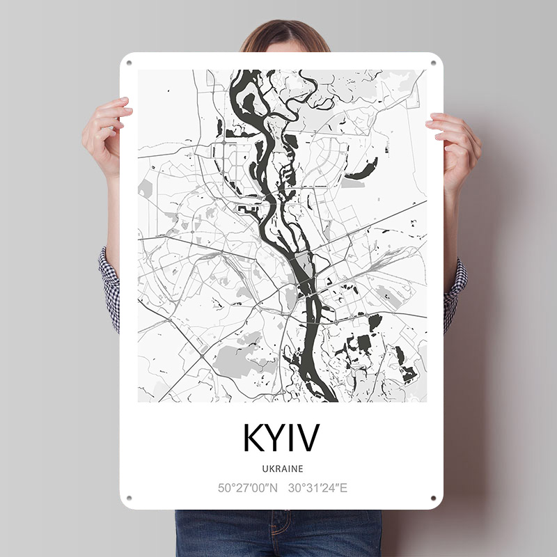 キエフ市地図プリントポスター、カスタマイズされたレトロな壁掛 - Custom Map Poster のレビューと価格