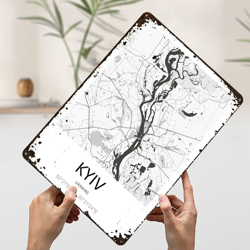 キエフ市地図プリントポスター、カスタマイズされたレトロな壁掛 - Custom Map Poster のレビューと価格