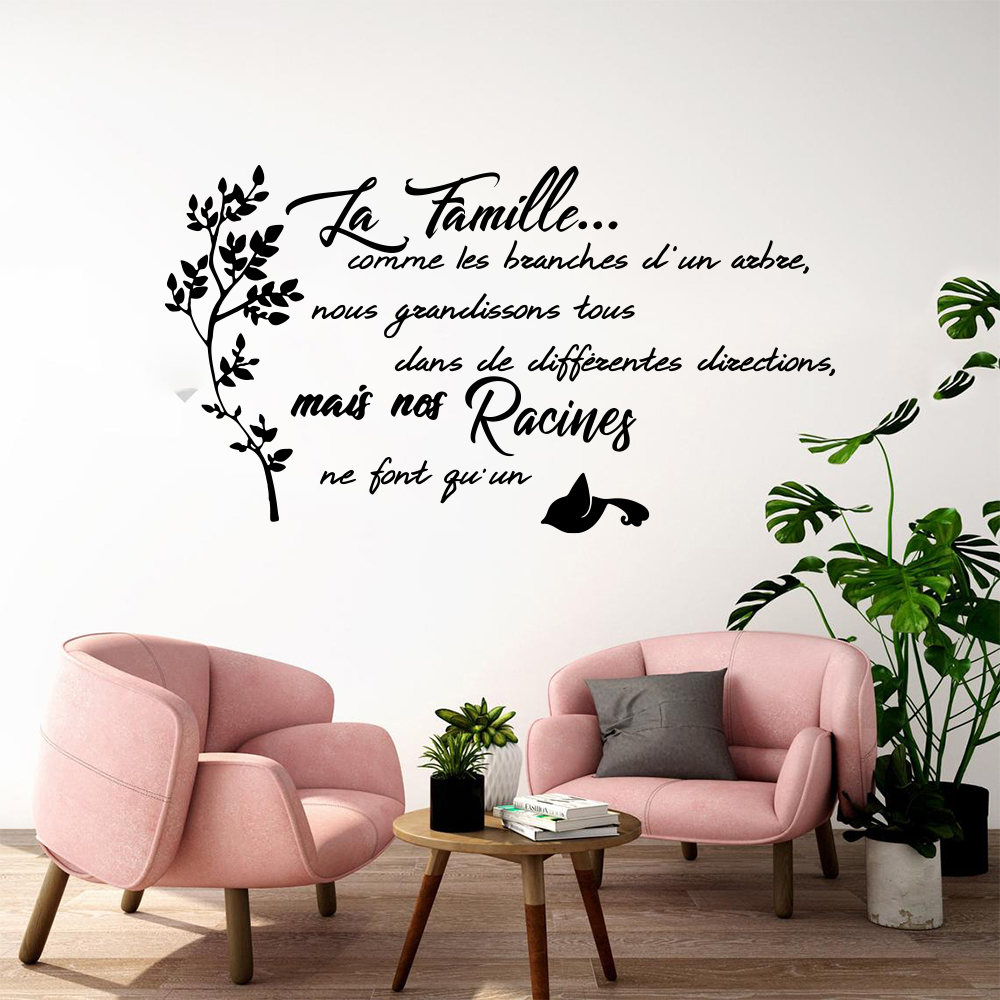 フランス家族引用木鳥ウォールステッカーキッチン寝室ラファミル - Family Tree Print のレビューと価格